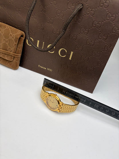 Vintage Gucci Gold-Tone Stainless Steel Bracelet Watch Beige Dial
