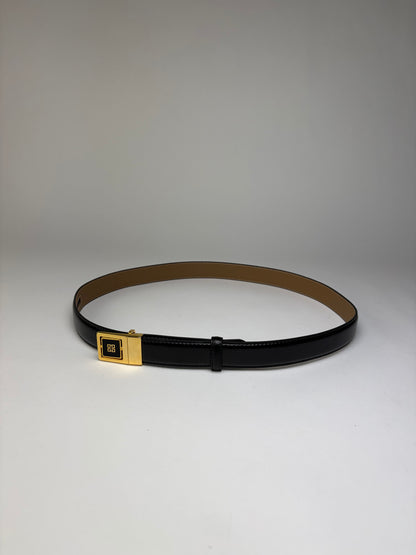 Vintage Givenchy Logo Leather Belt Black Gold