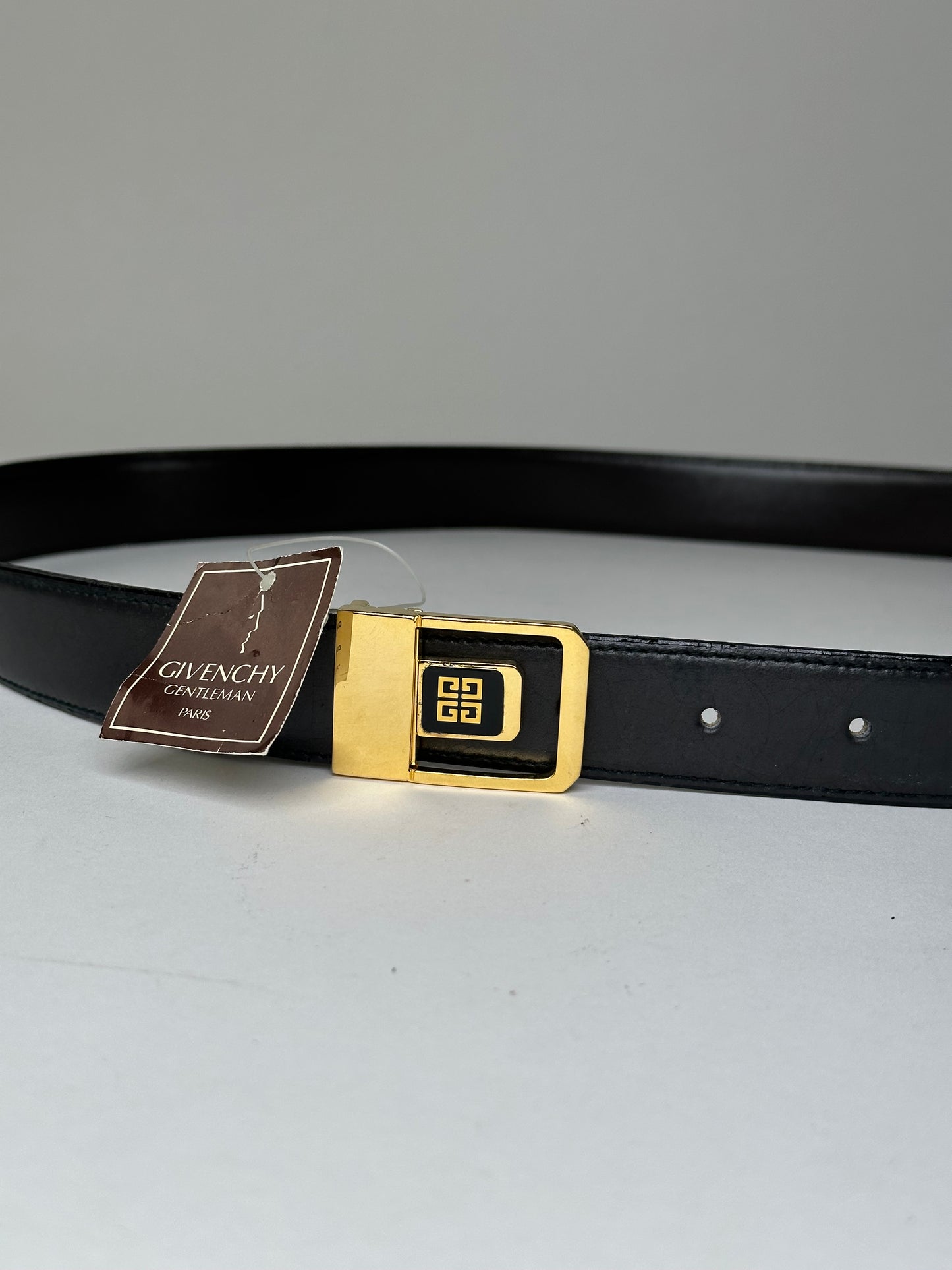 Vintage Givenchy 4G Logo Leather Belt Y2K Black Gold