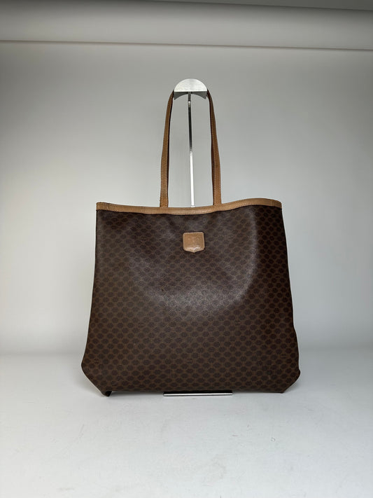 Vintage Celine Paris Triomphe Monogram Big Bag Brown