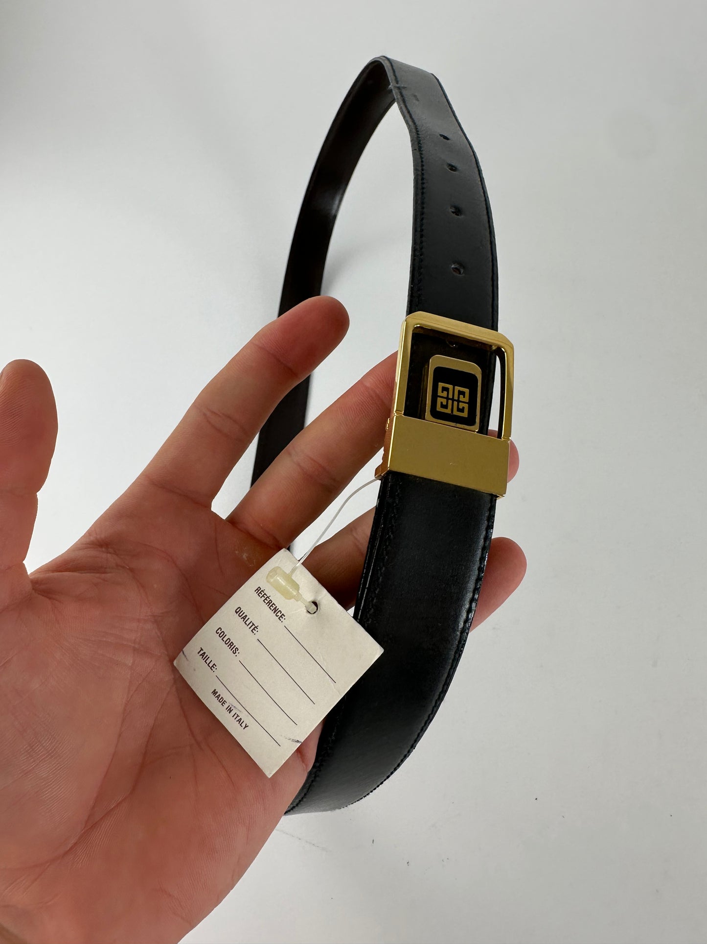 Vintage Givenchy 4G Logo Leather Belt Y2K Black Gold