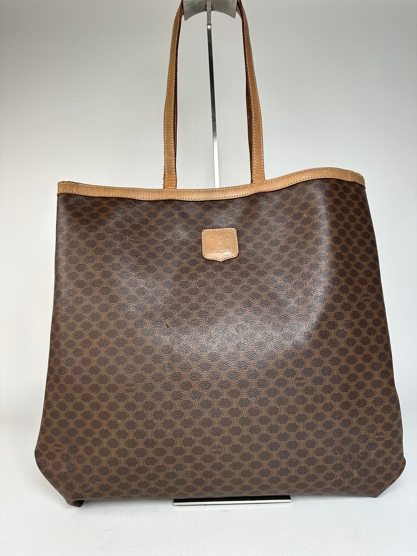 Vintage Celine Paris Triomphe Monogram Big Bag Brown