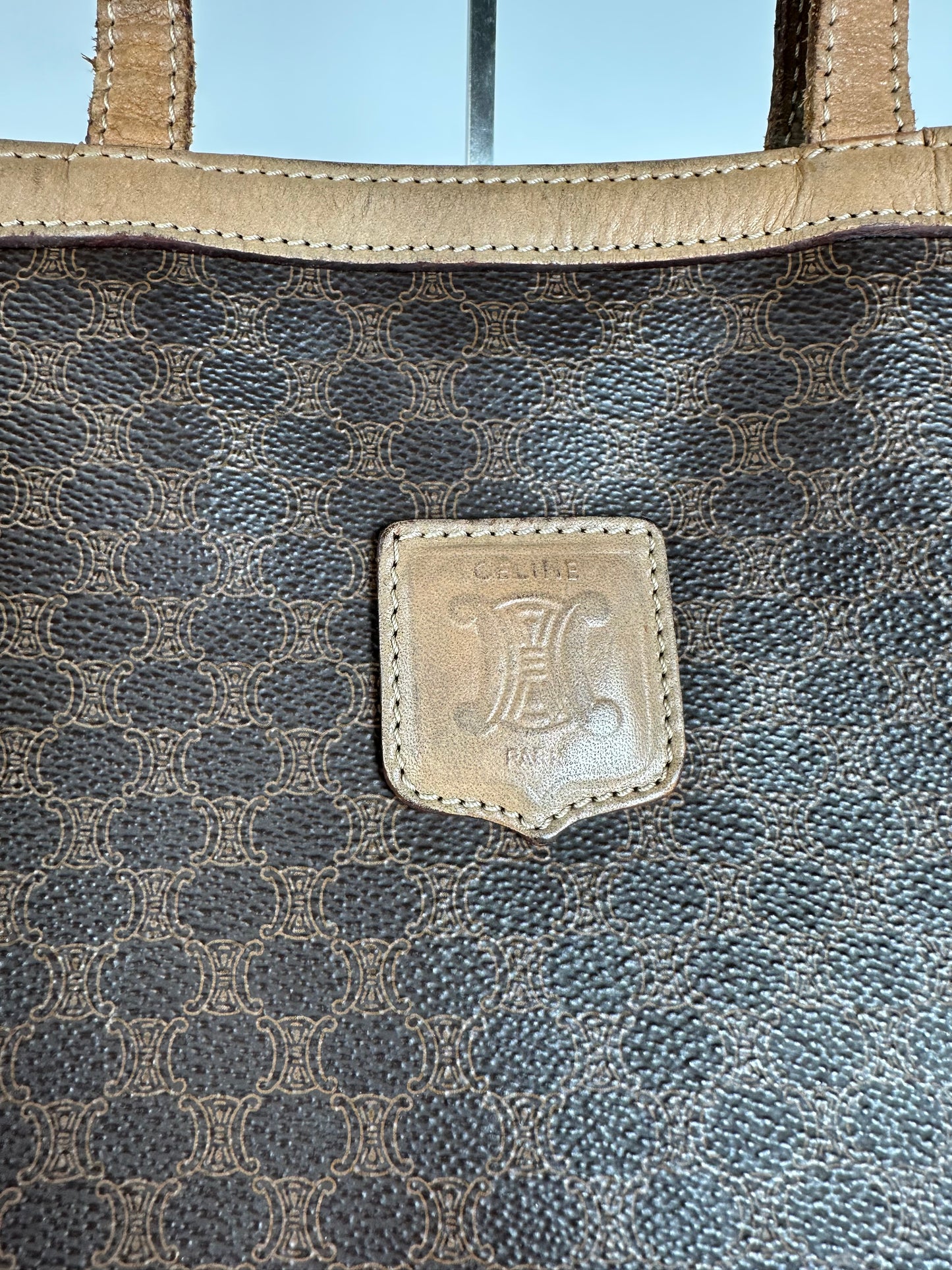 Vintage Celine Paris Triomphe Monogram Big Bag Brown