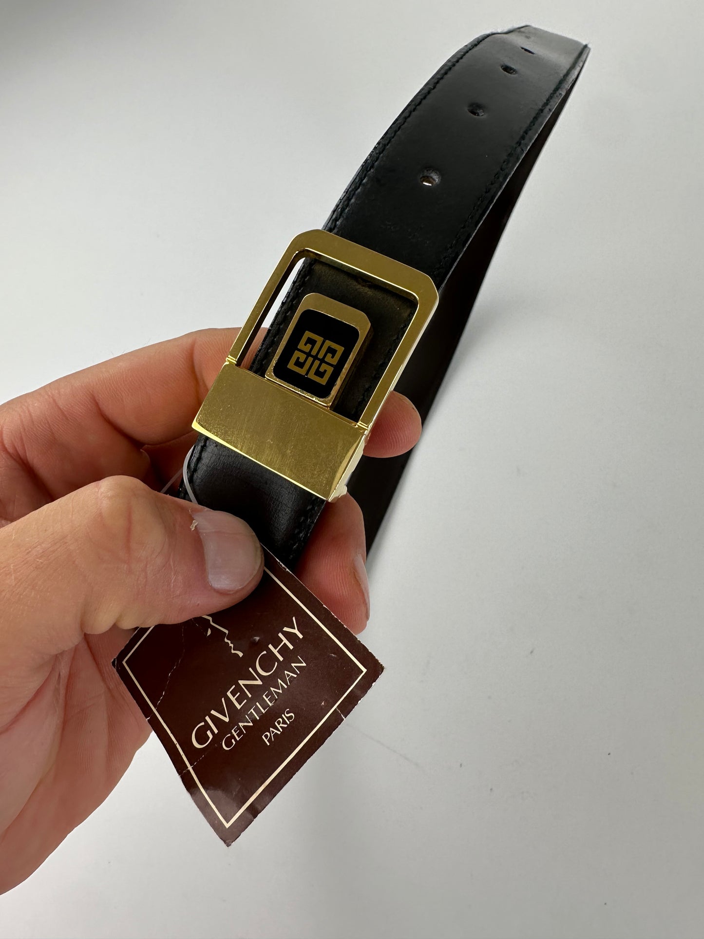 Vintage Givenchy 4G Logo Leather Belt Y2K Black Gold