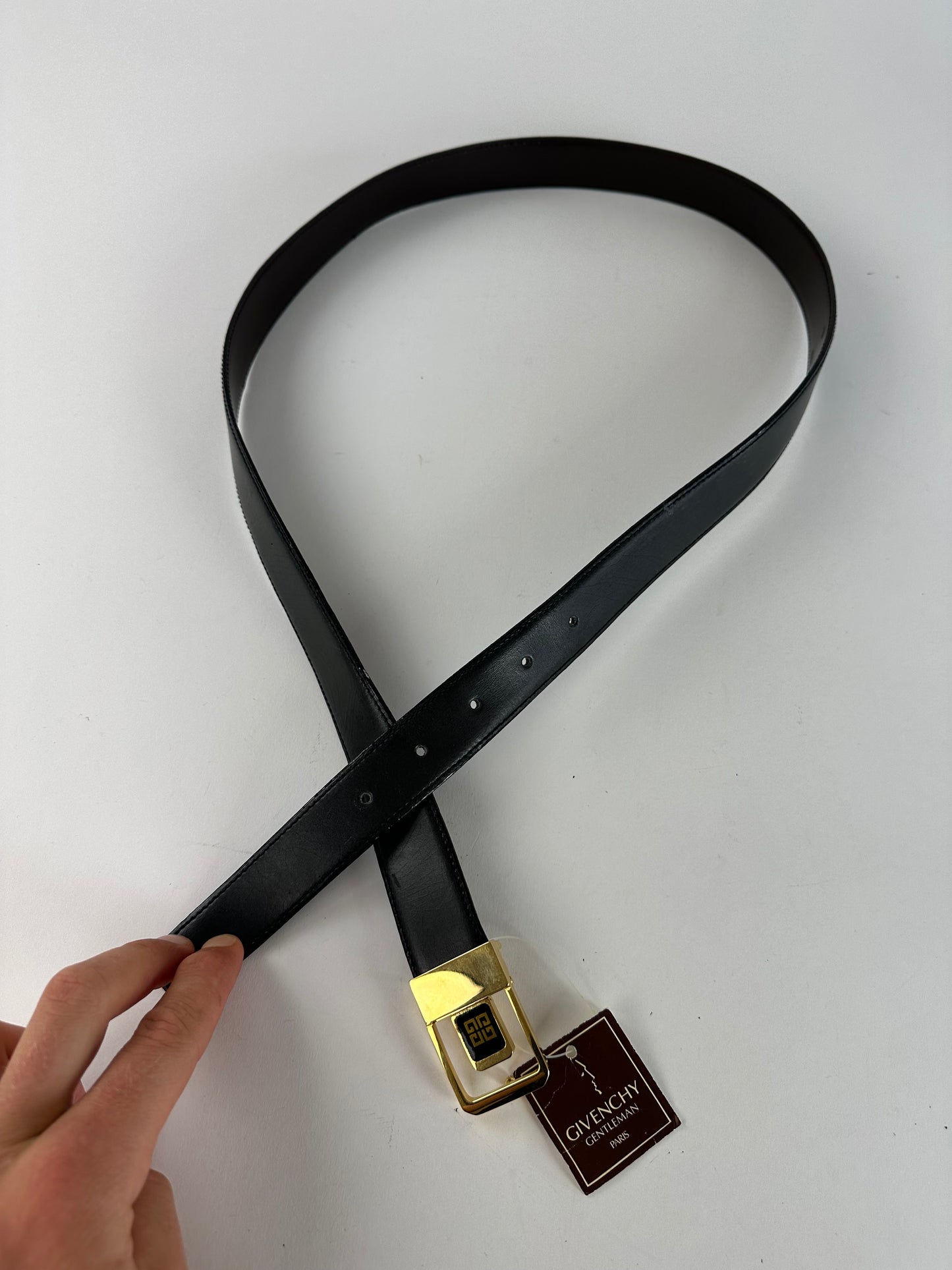 Vintage Givenchy 4G Logo Leather Belt Y2K Black Gold