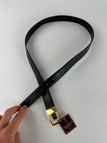 Vintage Givenchy 4G Logo Leather Belt Y2K Black Gold