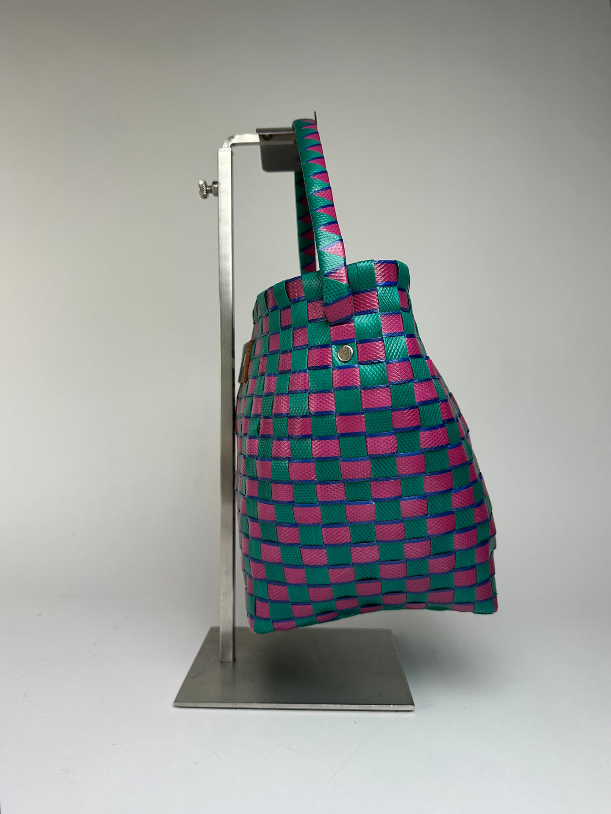 Vintage Marni Woven Structured Top-Handle Bag Green Pink Blue