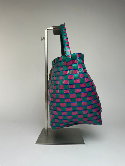 Vintage Marni Woven Structured Top-Handle Bag Green Pink Blue