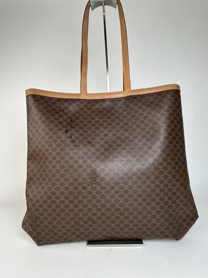 Vintage Celine Paris Triomphe Monogram Big Bag Brown