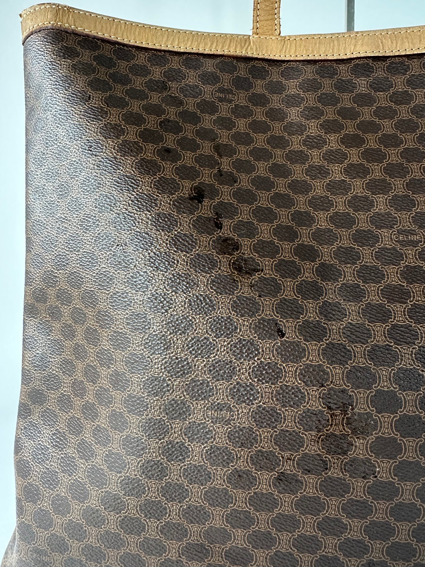 Vintage Celine Paris Triomphe Monogram Big Bag Brown