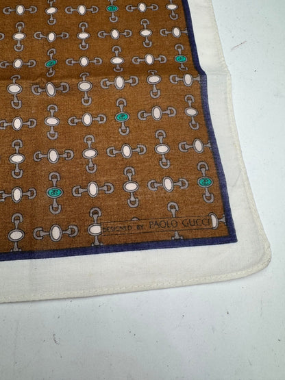 Vintage Gucci Horsebit monogram Scarf Brown white