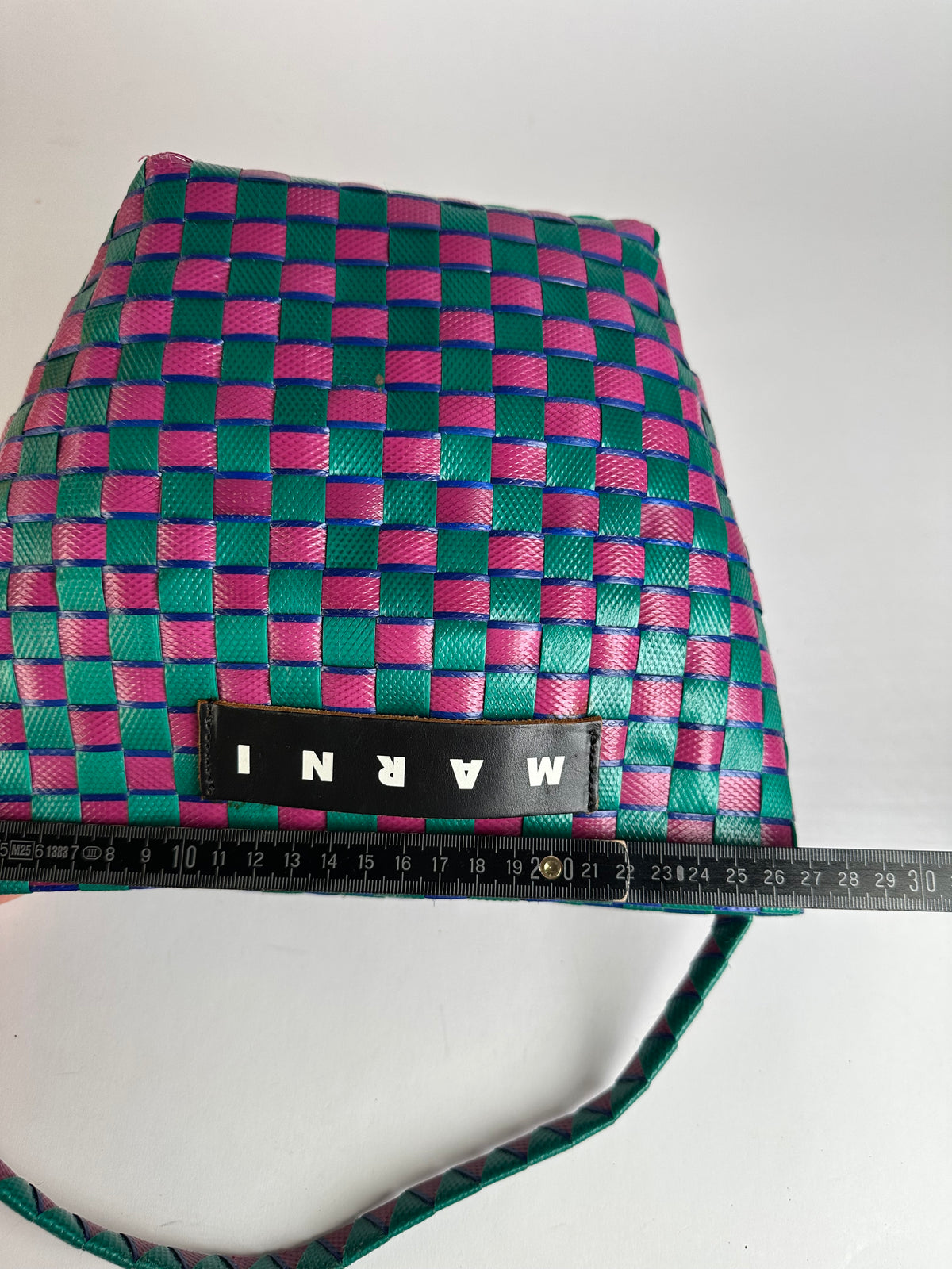 Vintage Marni Woven Structured Top-Handle Bag Green Pink Blue