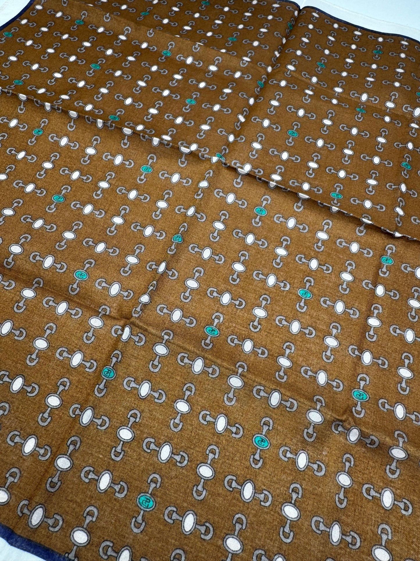 Vintage Gucci Horsebit monogram Scarf Brown white