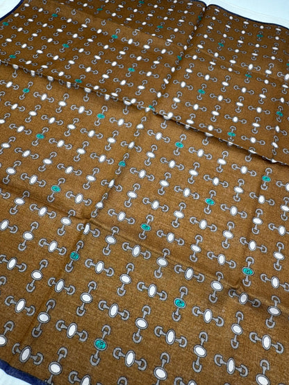 Vintage Gucci Horsebit monogram Scarf Brown white