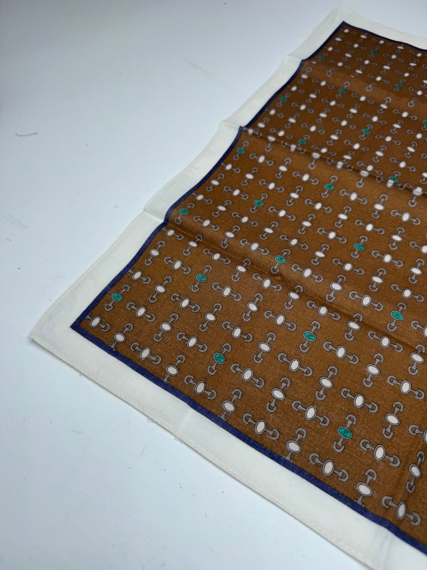 Vintage Gucci Horsebit monogram Scarf Brown white