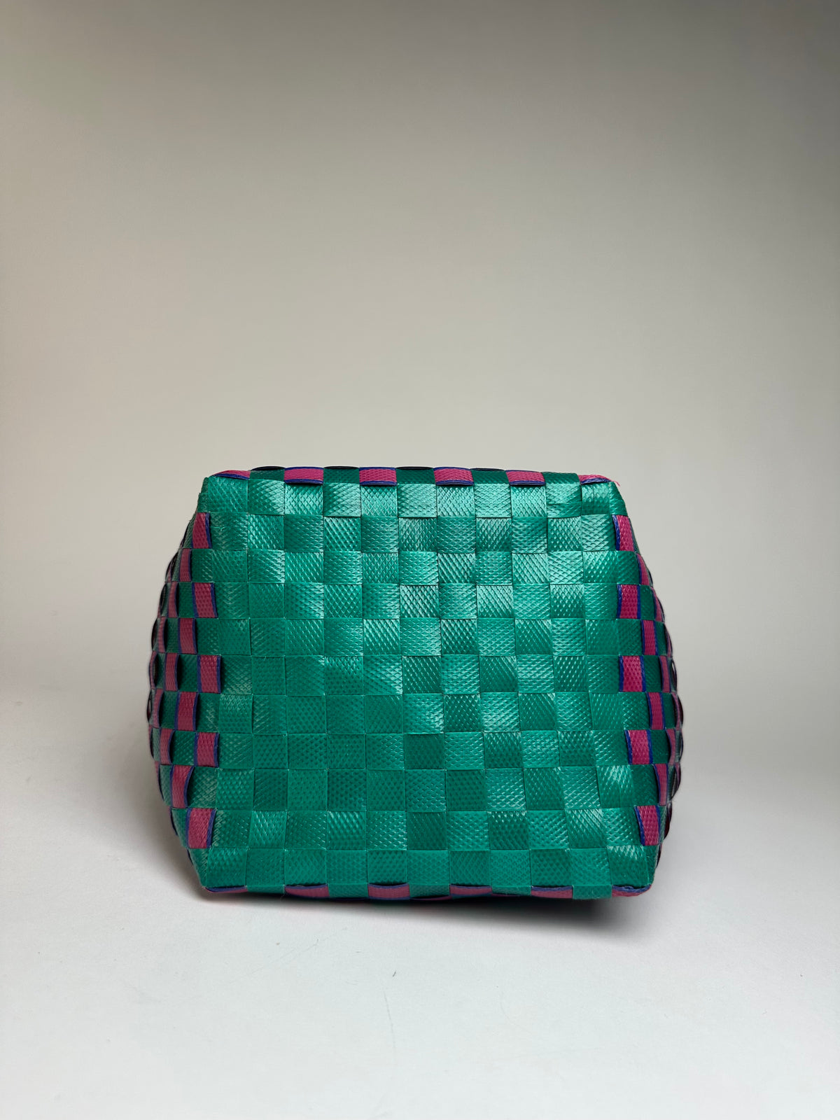 Vintage Marni Woven Structured Top-Handle Bag Green Pink Blue