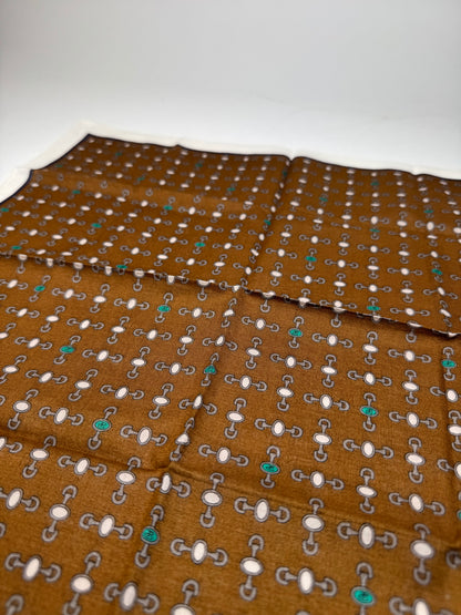 Vintage Gucci Horsebit monogram Scarf Brown white