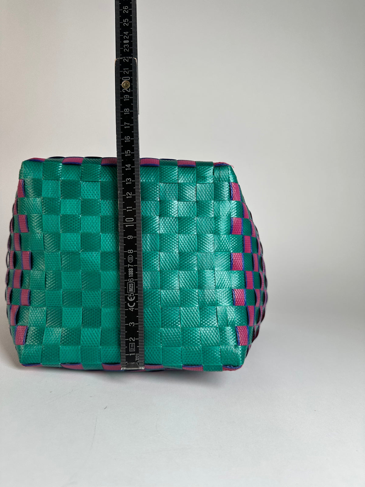 Vintage Marni Woven Structured Top-Handle Bag Green Pink Blue