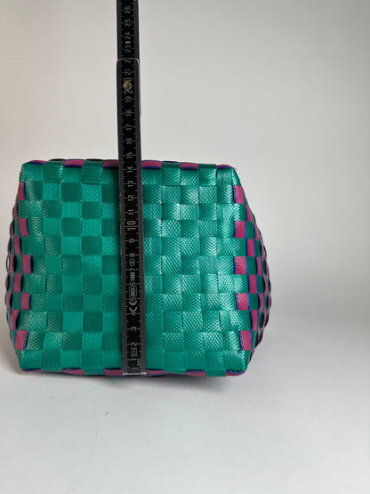 Vintage Marni Woven Structured Top-Handle Bag Green Pink Blue