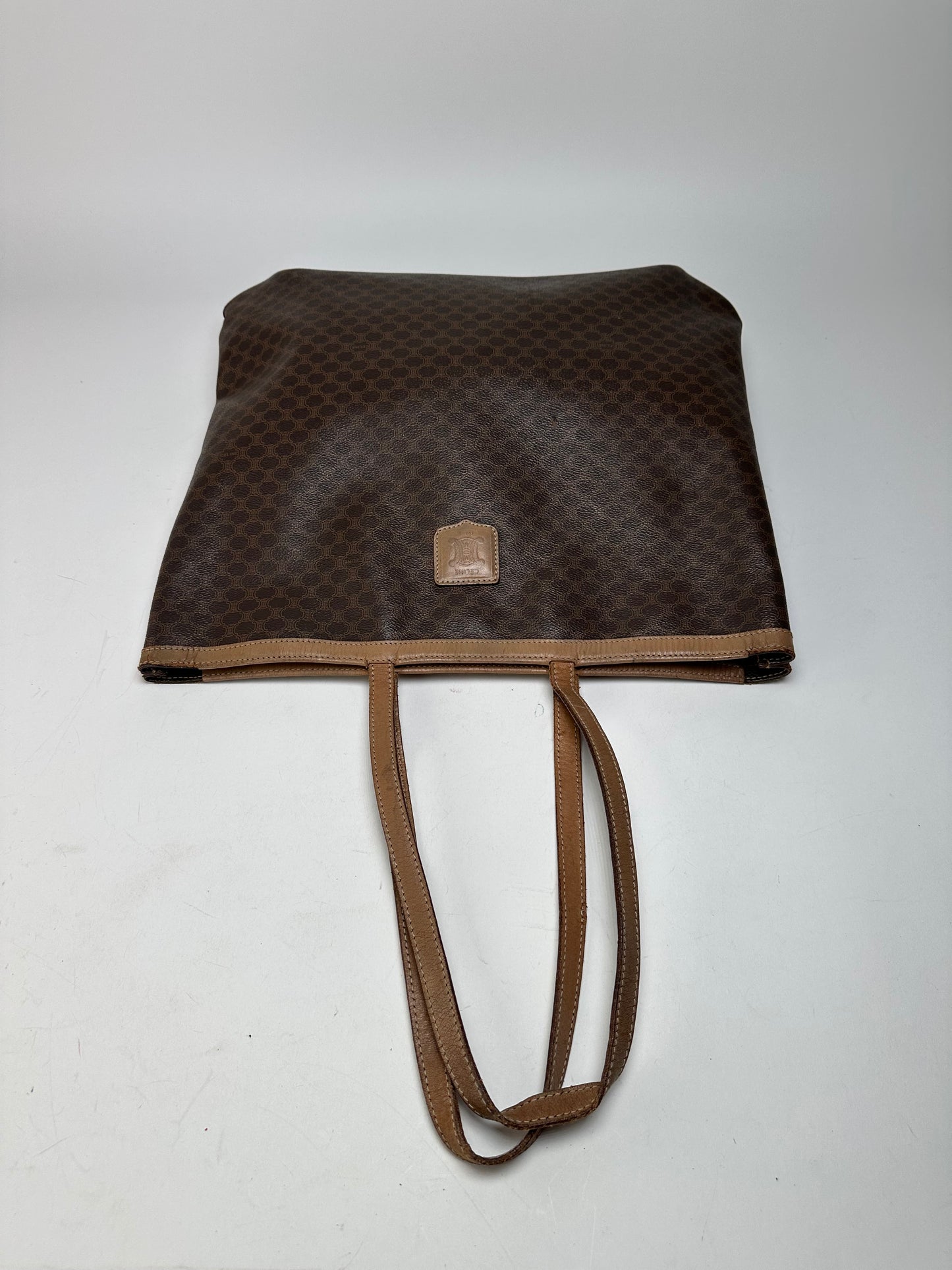 Vintage Celine Paris Triomphe Monogram Big Bag Brown