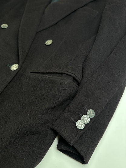 Vintage Balenciaga Wool Blazer Y2K Black Silver
