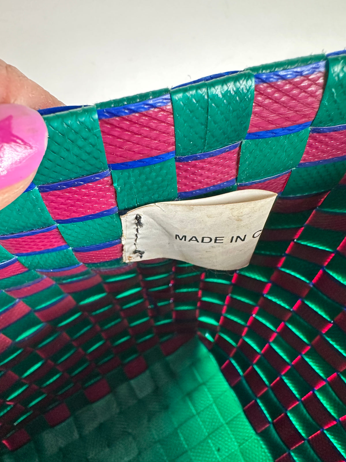 Vintage Marni Woven Structured Top-Handle Bag Green Pink Blue