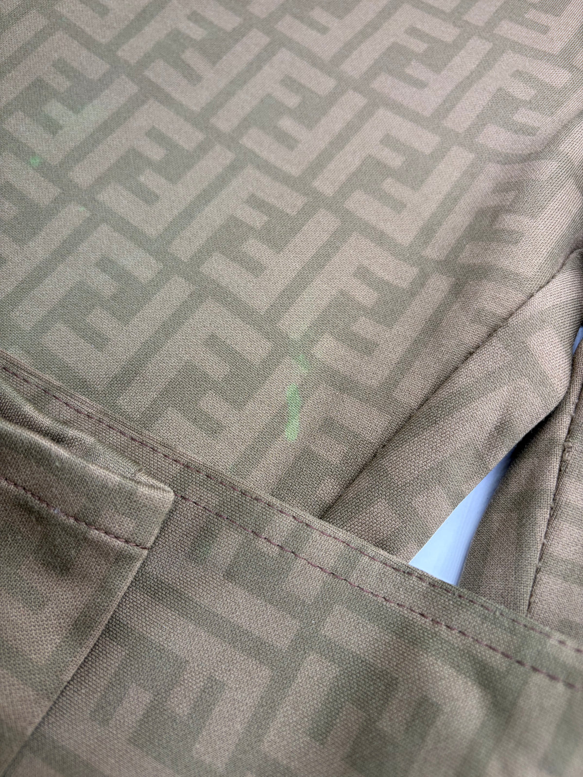 Vintage Fendi FF Monogram Structured Trousers Olive Brown S