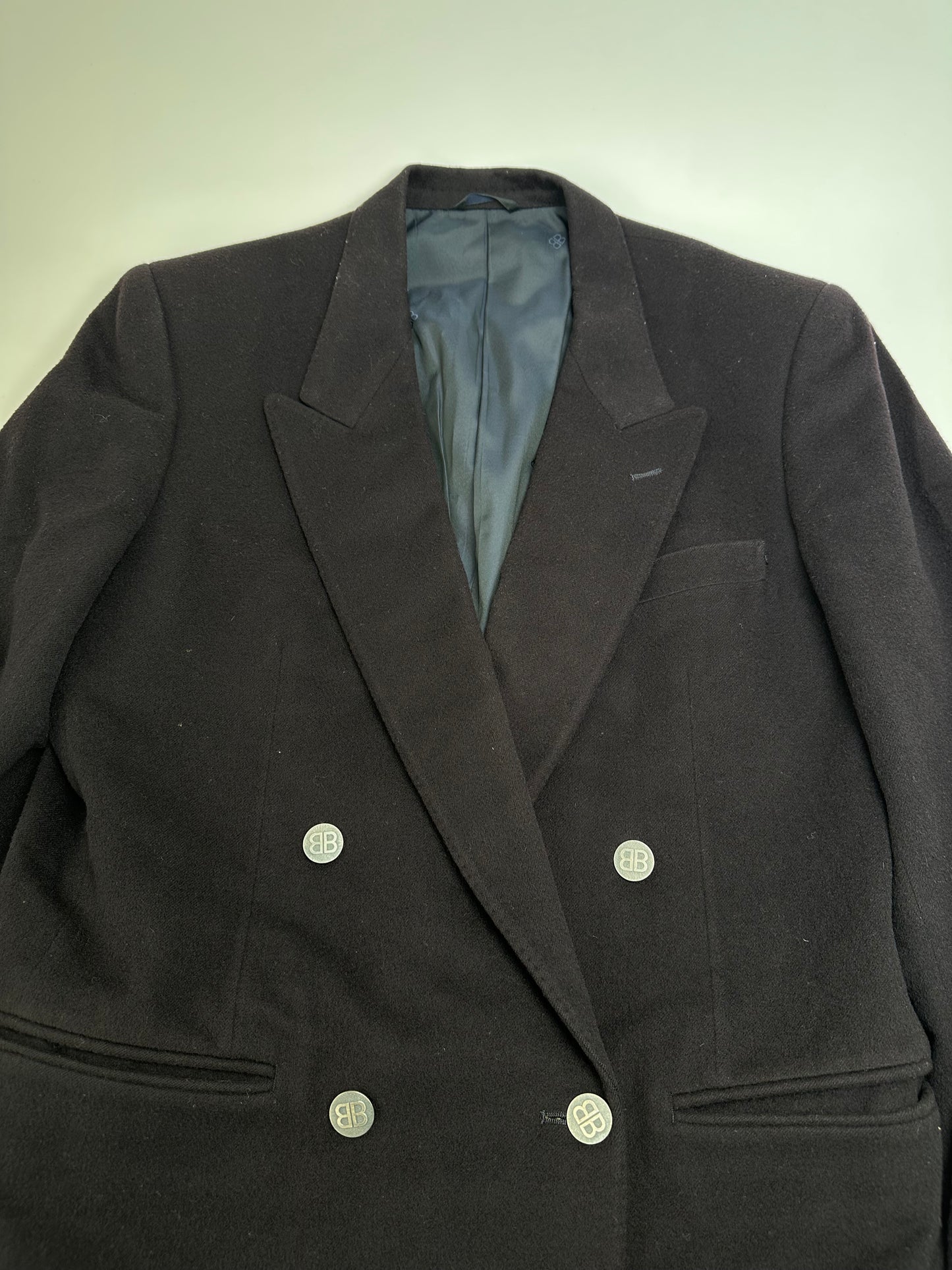 Vintage Balenciaga Wool Blazer Y2K Black Silver