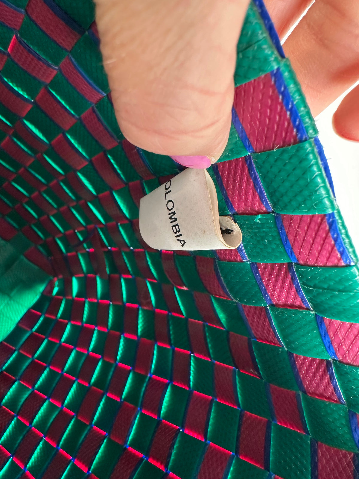 Vintage Marni Woven Structured Top-Handle Bag Green Pink Blue