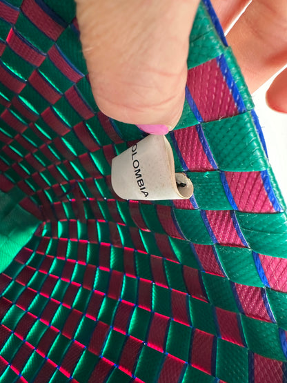 Vintage Marni Woven Structured Top-Handle Bag Green Pink Blue