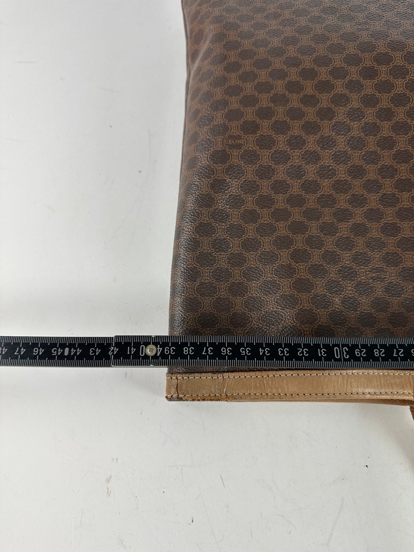 Vintage Celine Paris Triomphe Monogram Big Bag Brown