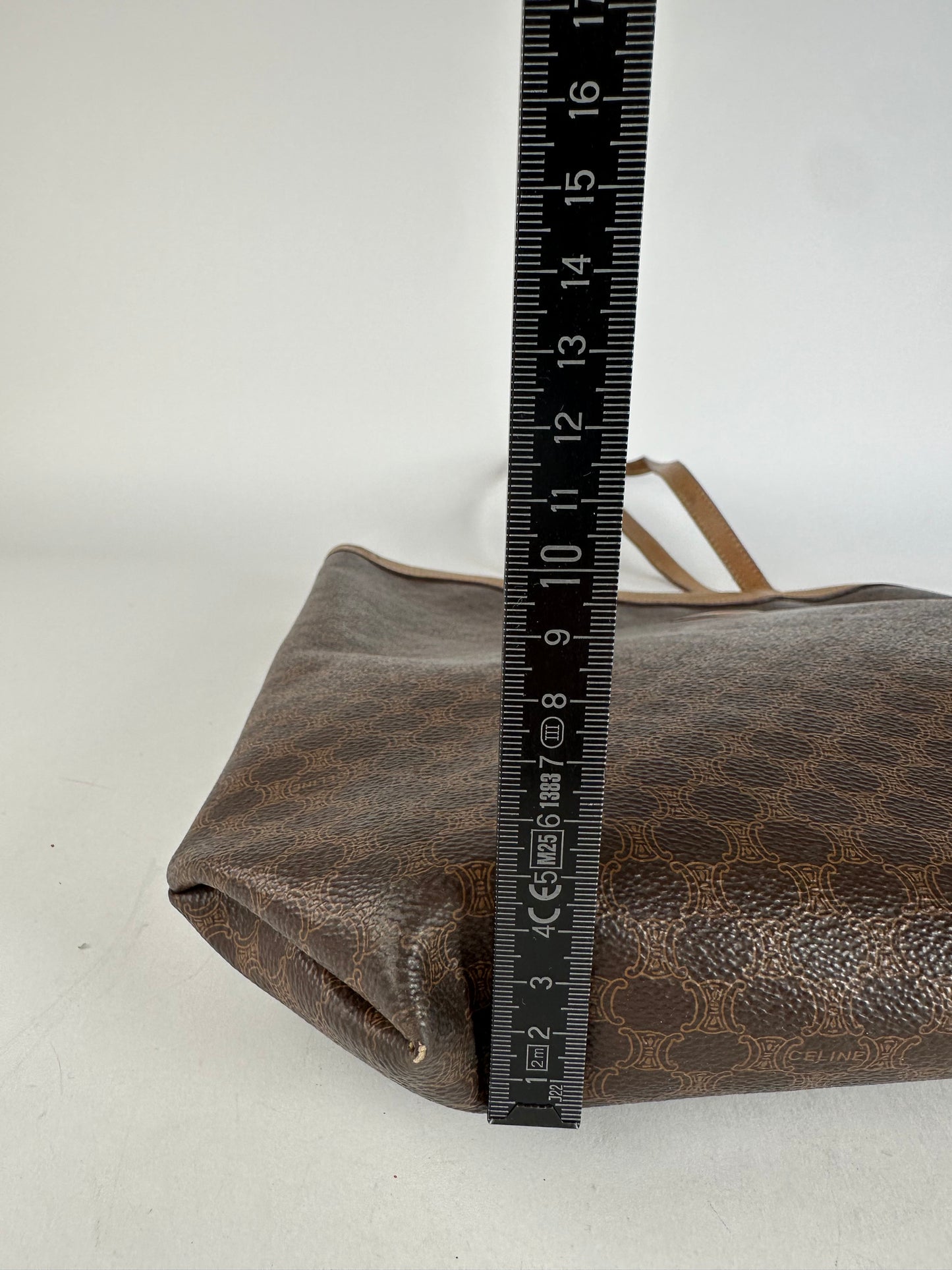 Vintage Celine Paris Triomphe Monogram Big Bag Brown