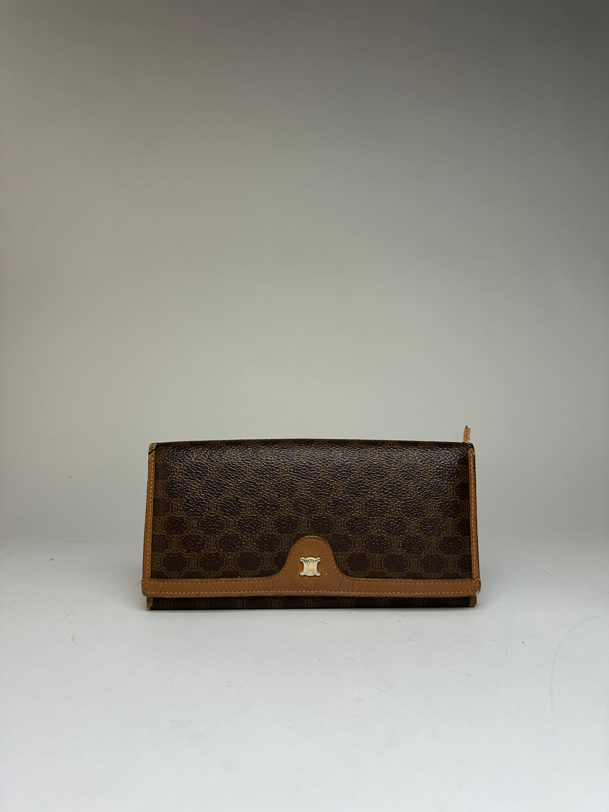 Vintage Celine Macadam Canvas Bifold Wallet Late 1980s Brown