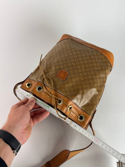 Vintage Celine Monogram SAC Seau Patent Leather Bucket Bag Brown