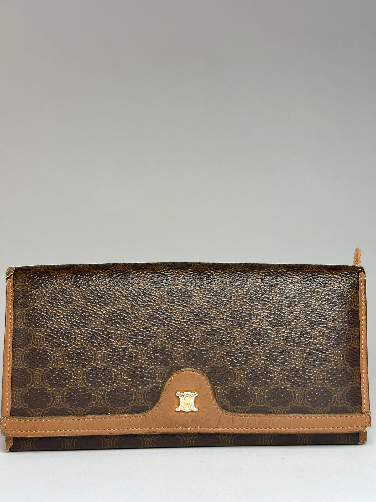 Vintage Celine Macadam Canvas Bifold Wallet Late 1980s Brown