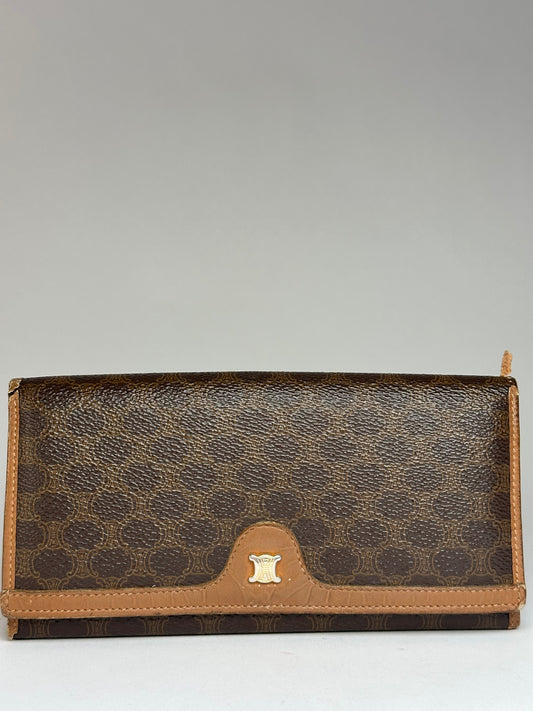 Vintage Celine Macadam Canvas Bifold Wallet Late 1980s Brown