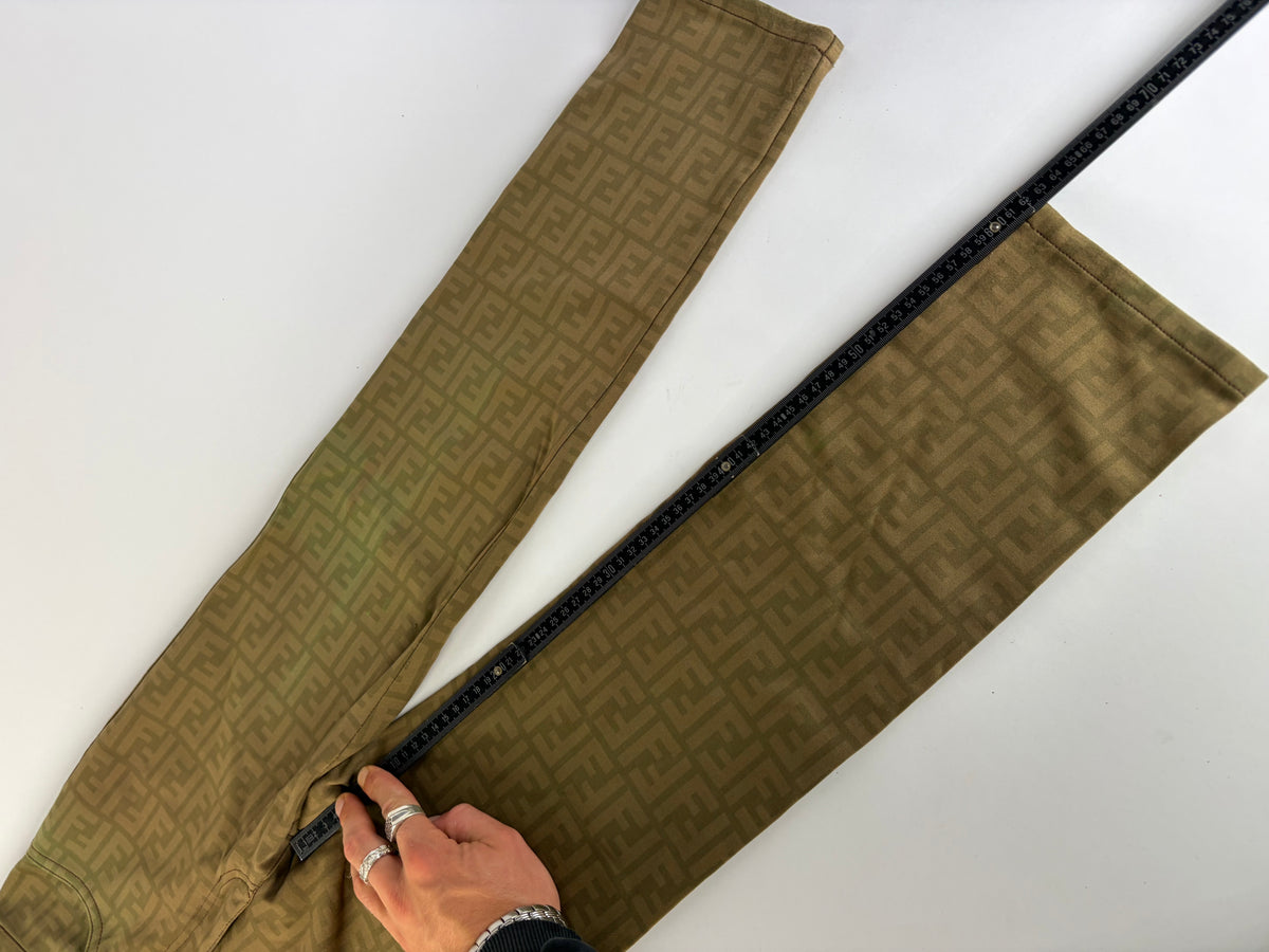 Vintage Fendi FF Monogram Structured Trousers Olive Brown S