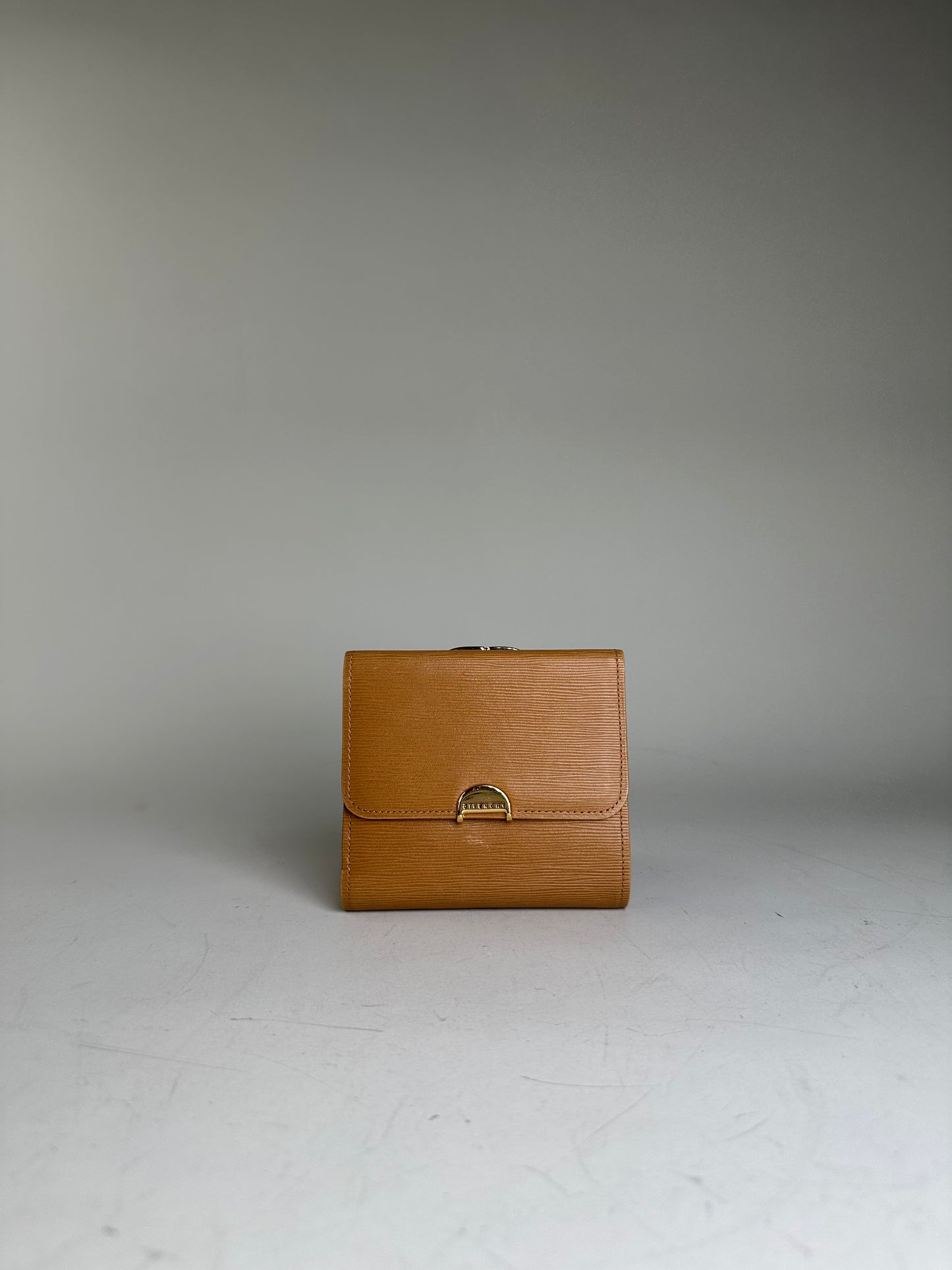 Vintage Givenchy Leather Wallet Tan Gold-tone Clasp