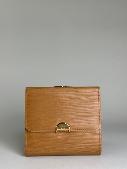 Vintage Givenchy Leather Wallet Tan Gold-tone Clasp