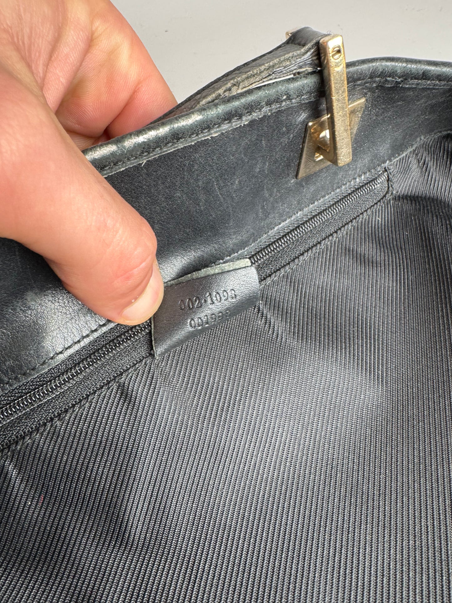 Vintage Gucci Monogram Leather Canvas Tote Bag black brown