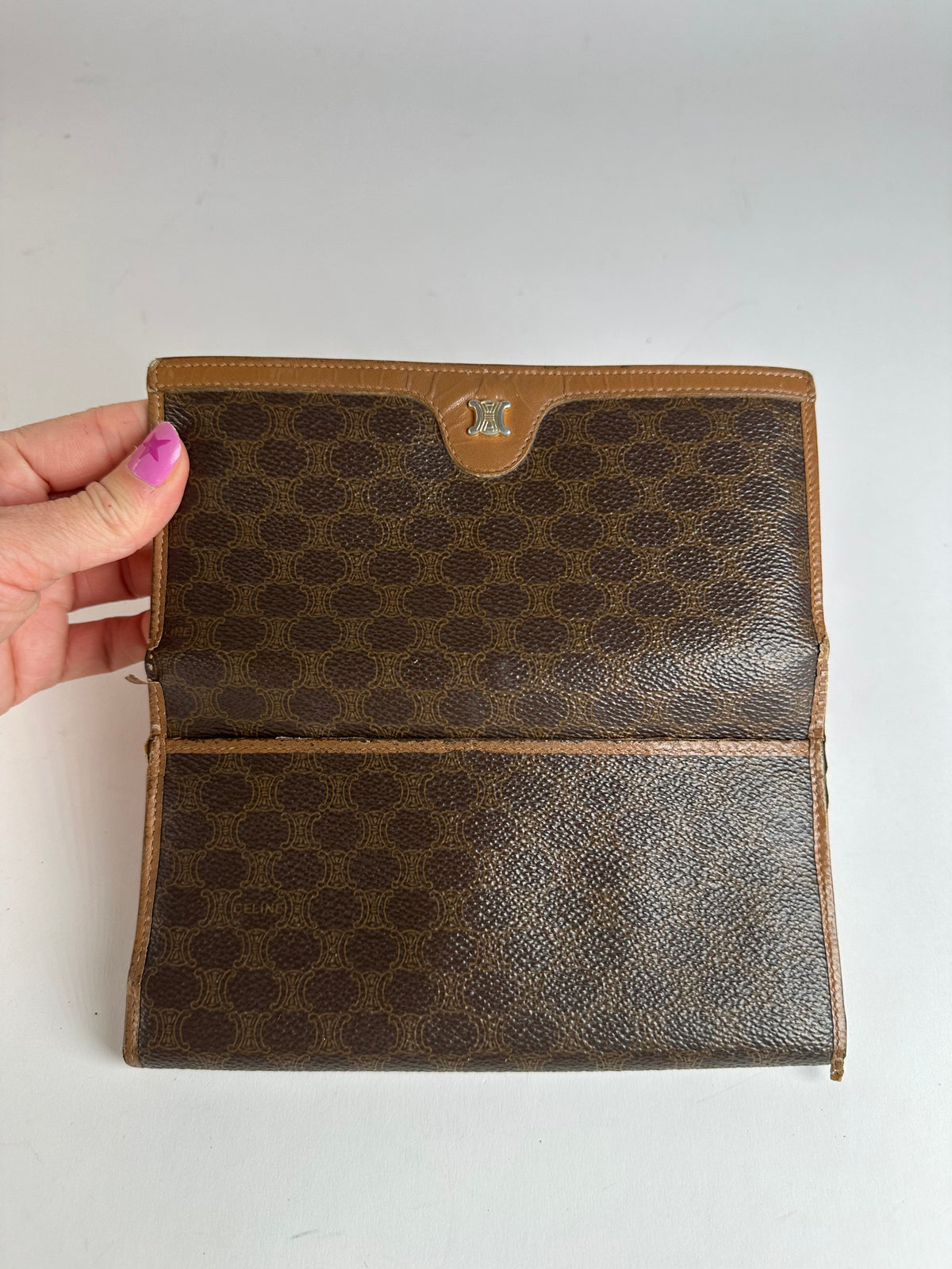 Vintage Celine Macadam Canvas Bifold Wallet Late 1980s Brown