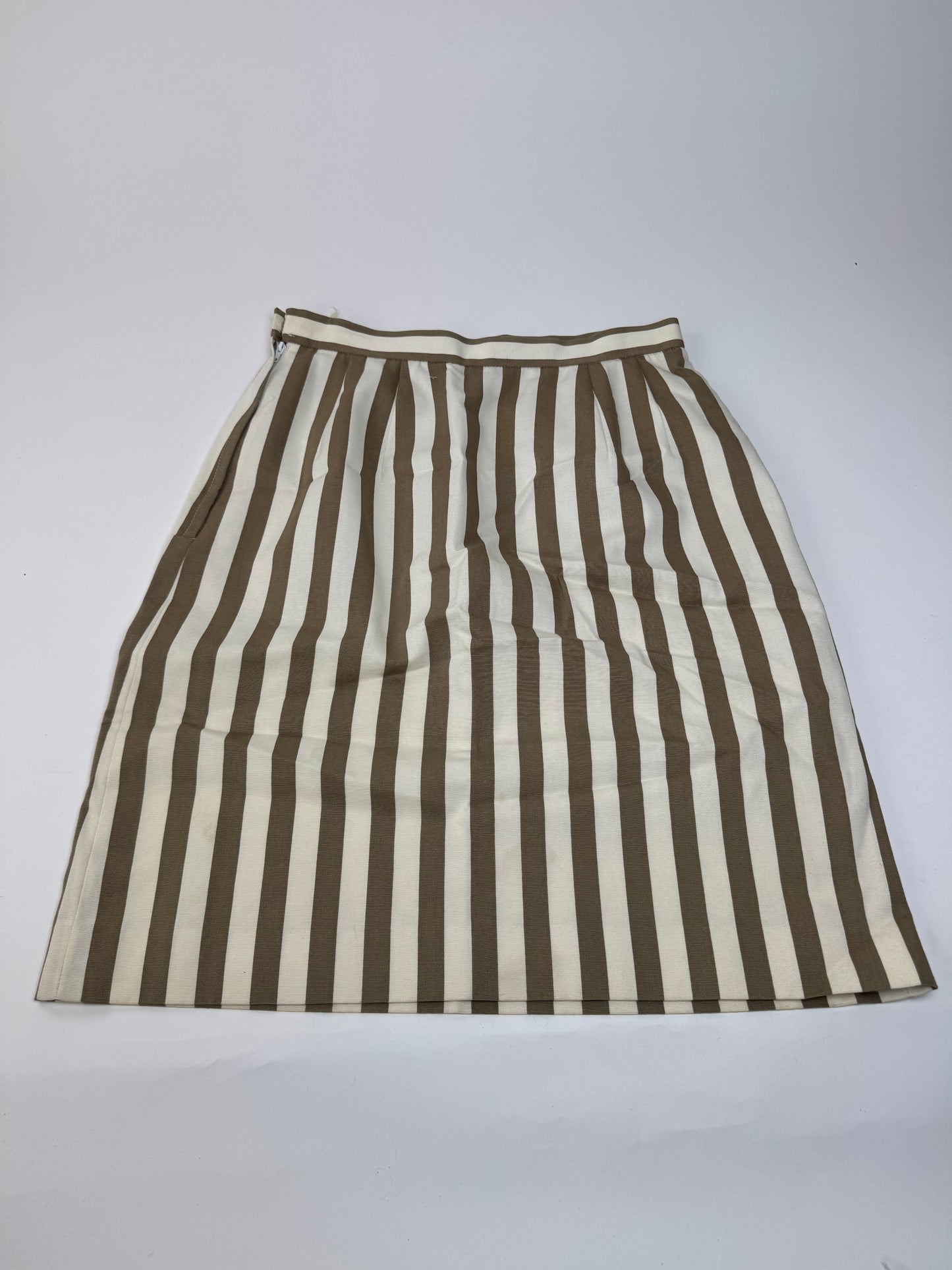 Vintage Balenciaga Striped Skirt Khaki Whie 40/L