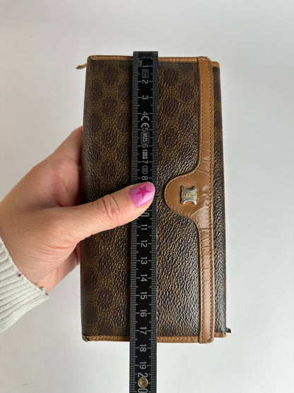 Vintage Celine Macadam Canvas Bifold Wallet Late 1980s Brown