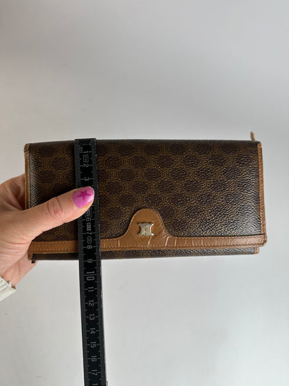 Vintage Celine Macadam Canvas Bifold Wallet Late 1980s Brown