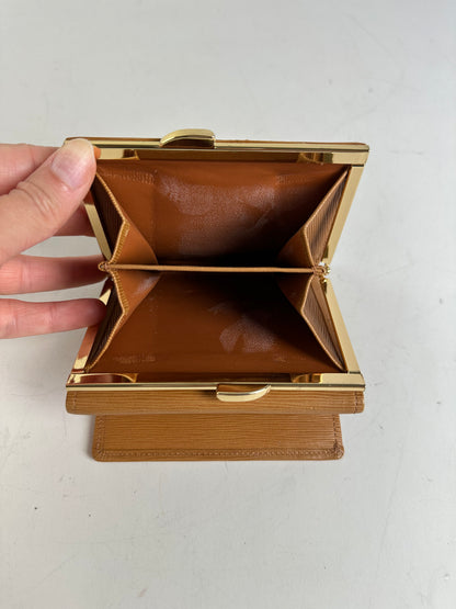 Vintage Givenchy Leather Wallet Tan Gold-tone Clasp