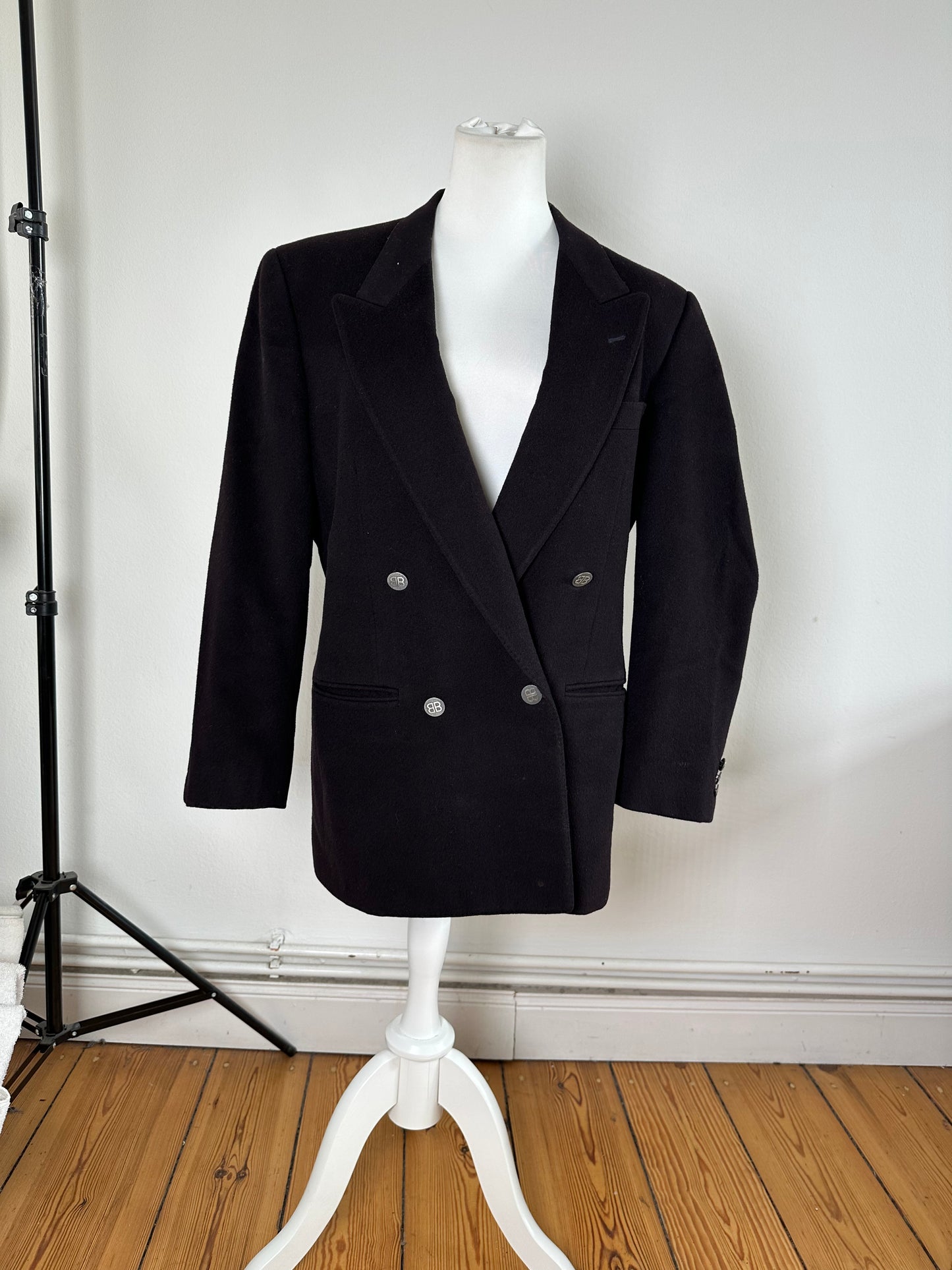 Vintage Balenciaga Wool Blazer Y2K Black Silver