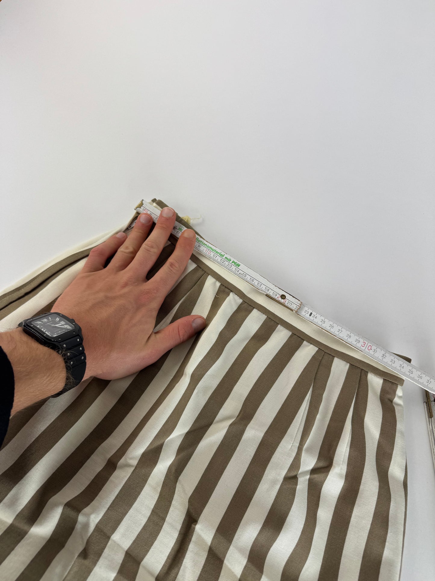 Vintage Balenciaga Striped Skirt Khaki Whie 40/L