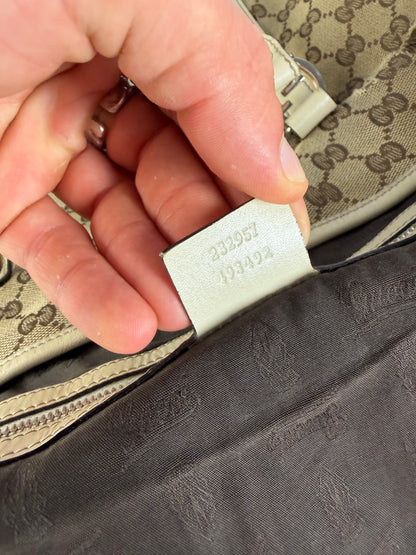 Vintage Gucci GG Monogram Canvas Joy Tote Beige Brown