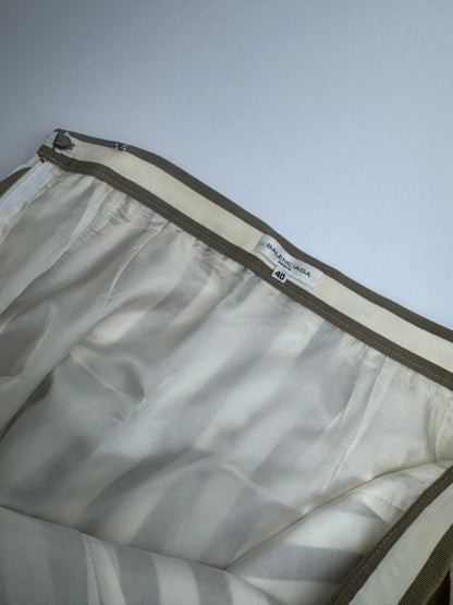 Vintage Balenciaga Striped Skirt Khaki Whie 40/L