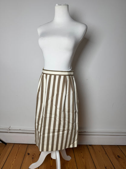 Vintage Balenciaga Striped Skirt Khaki Whie 40/L
